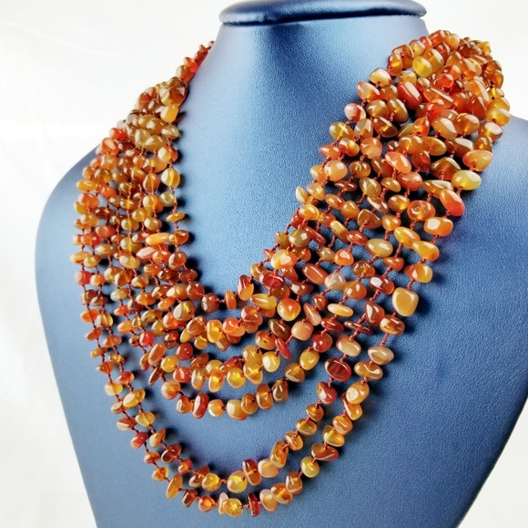 8 Strand Genuine Carnelian Necklace EUC - Picture 5 of 9